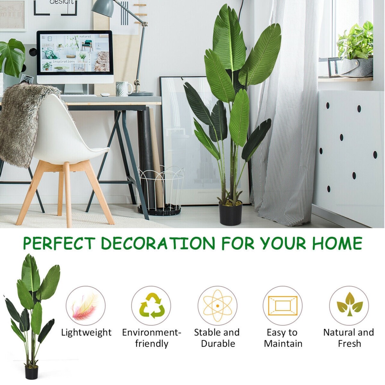 5.3 Feet Artificial Decorative Tropical Indoor-Outdoor Tree